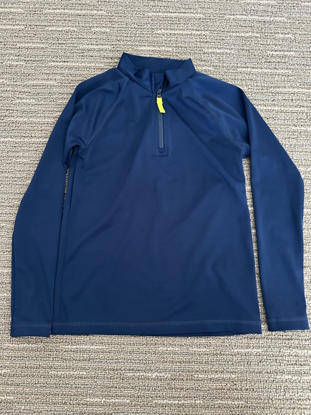 Crewcuts sz S Navy Long-Sleeve Swim Rash Guard with Neon Zipper